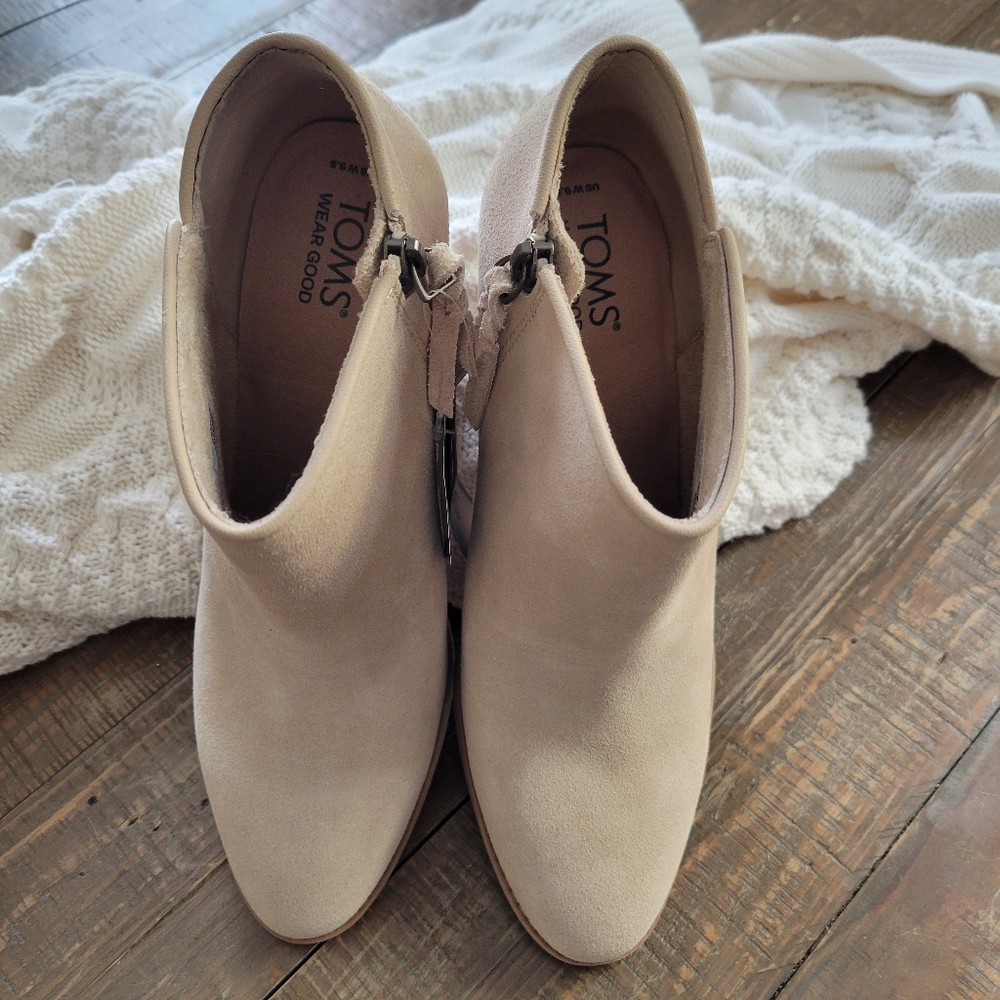 TOMS Hadley Heeled Boots In Oatmeal Suede 9.5 - Picture 4 of 8